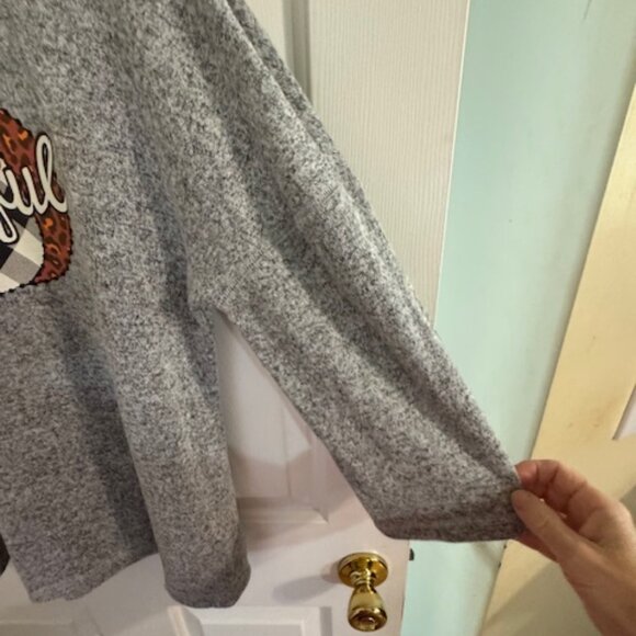 Rustic Thanksgiving Tunic Top - Boho Leopard Print Pumpkin Cozy Lounge Sweater M - Picture 4 of 9